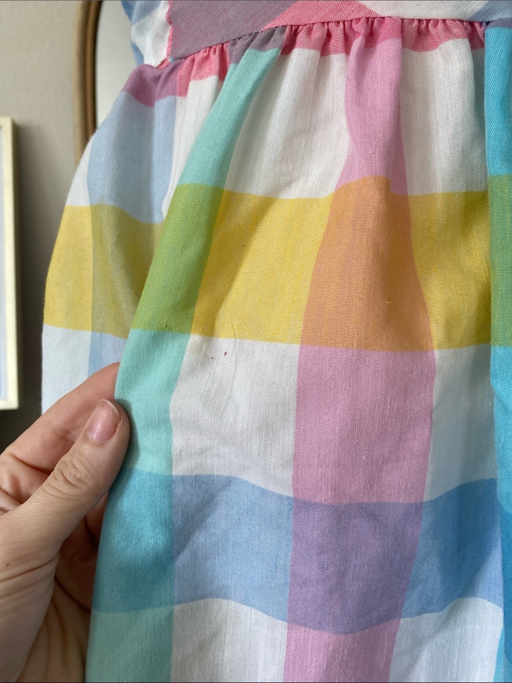 Vintage 1960s Rainbow Plaid Fit and Flare Dress - Picture 4 of 15